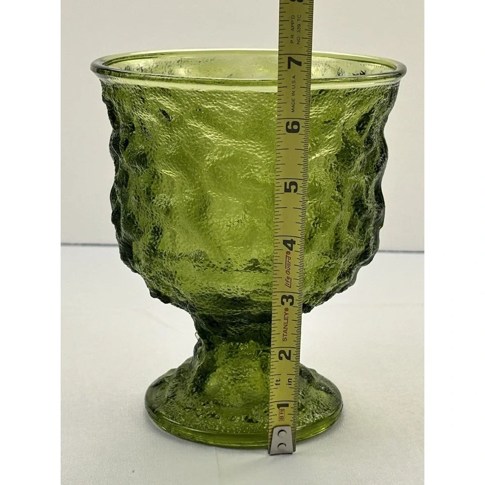 Vintage EO Brody M3000 Olive Green Textured Pedestal Glass Vase Planter 7